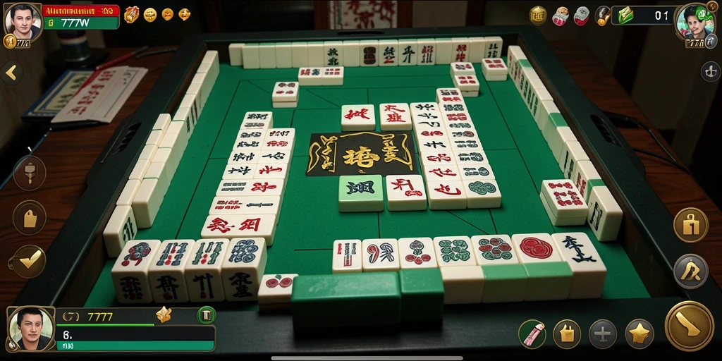 Screenshot gameplay 7777W yang menampilkan aksi permainan Mahjong.