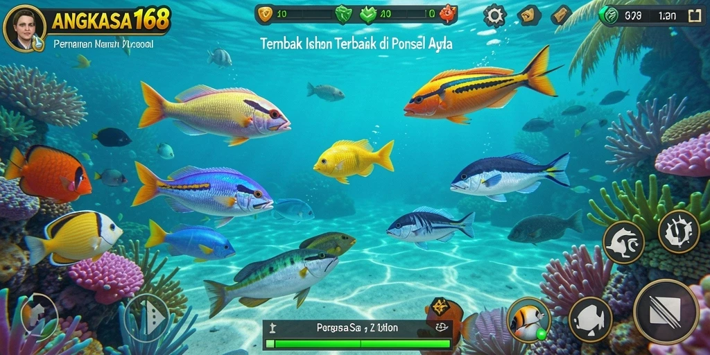 Tampilan menakjubkan dari gameplay Tembak Ikan ANGKASA168.
