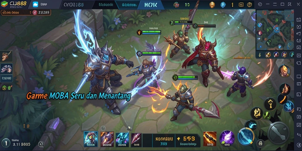 Tangkapan layar utama CU888 menampilkan aksi gameplay seru dalam mode MOBA.