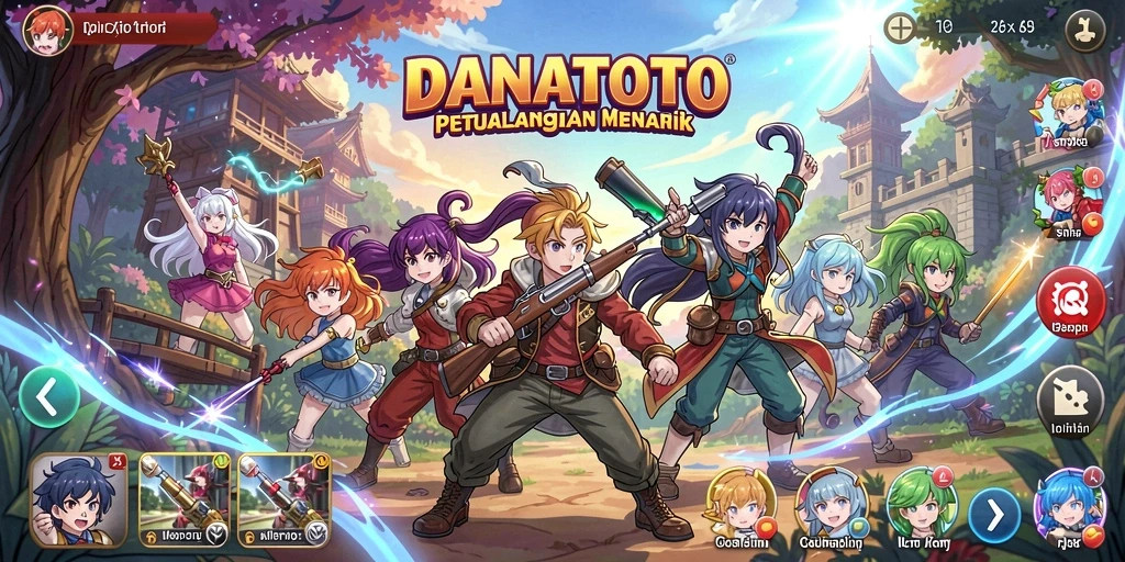 Screenshot gameplay DANATOTO menampilkan aksi seru karakter Anime yang penuh warna.