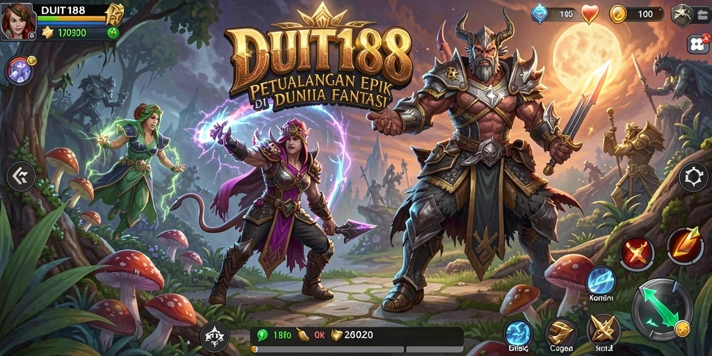 Tangkapan layar gameplay DUIT188 yang menunjukkan pertempuran aksi ARPG yang seru.
