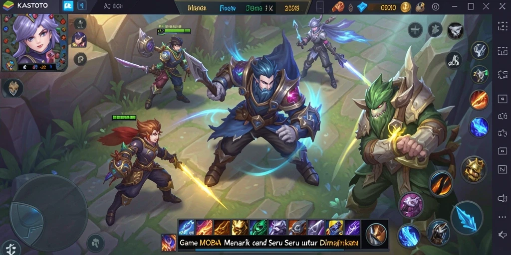Tampilan aksi seru dalam gameplay KASTOTO MOBA.
