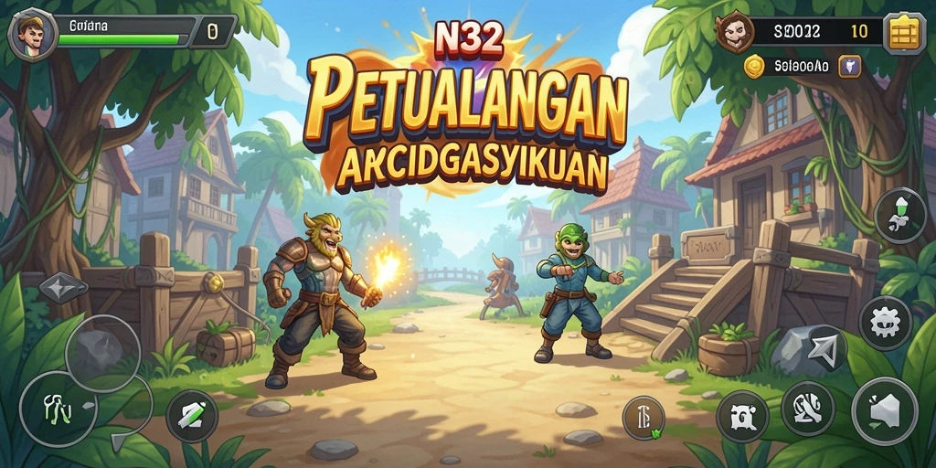 Tampilan gameplay seru dari N32 di level arcade yang menantang.