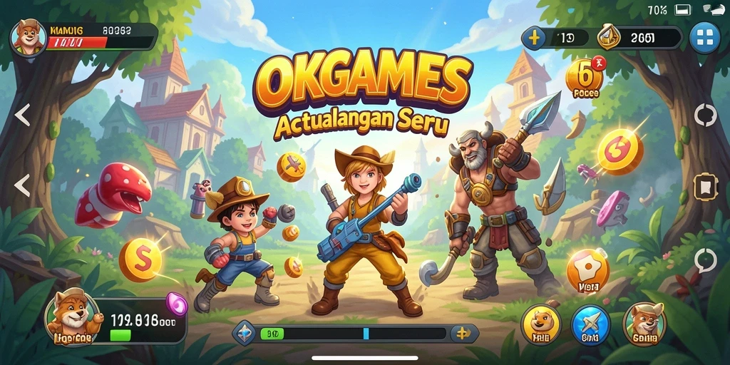 Screenshot utama OKGAMES menampilkan gameplay seru dengan karakter yang beraksi.