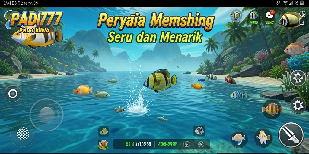 Gameplay PADI777 yang menampilkan aksi memancing yang seru dan mendebarkan.
