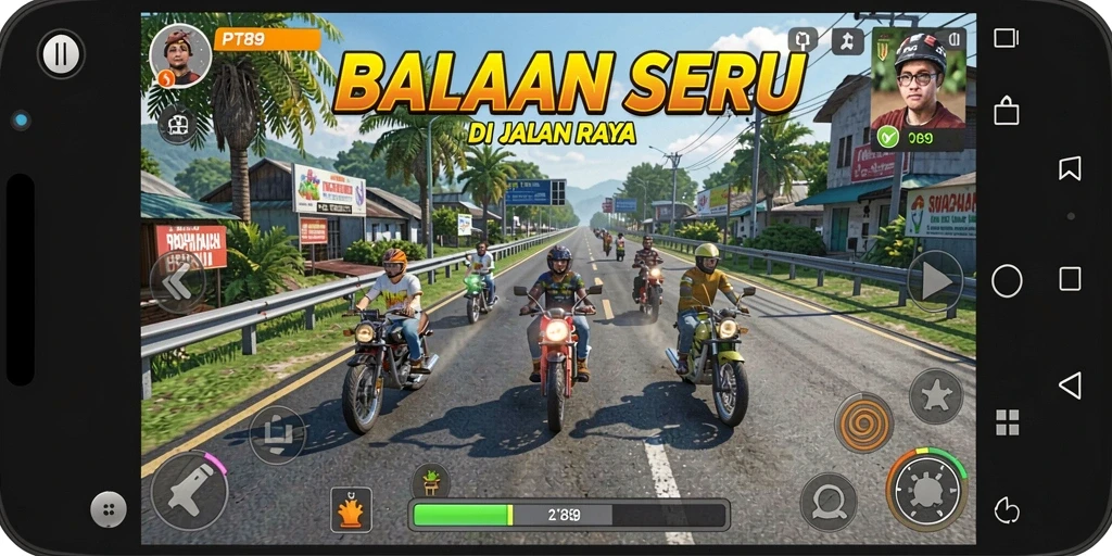Tampilan utama PT89 dengan aksi balapan yang mendebarkan.