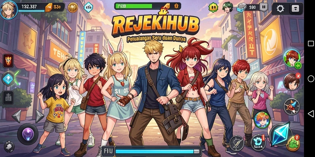 Tampilan gameplay seru dari REJEKIHUB, menunjukkan pertempuran epik.
