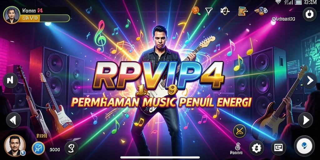 Tampilan gameplay RPVIP4 dengan berbagai pilihan lagu.
