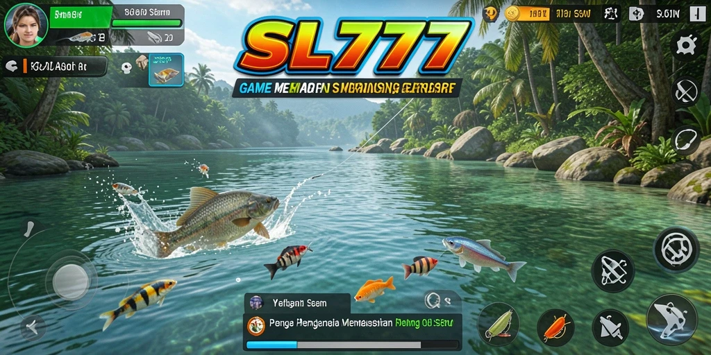 Screenshot gameplay SL777 menampilkan aksi memancing yang seru dan menantang.